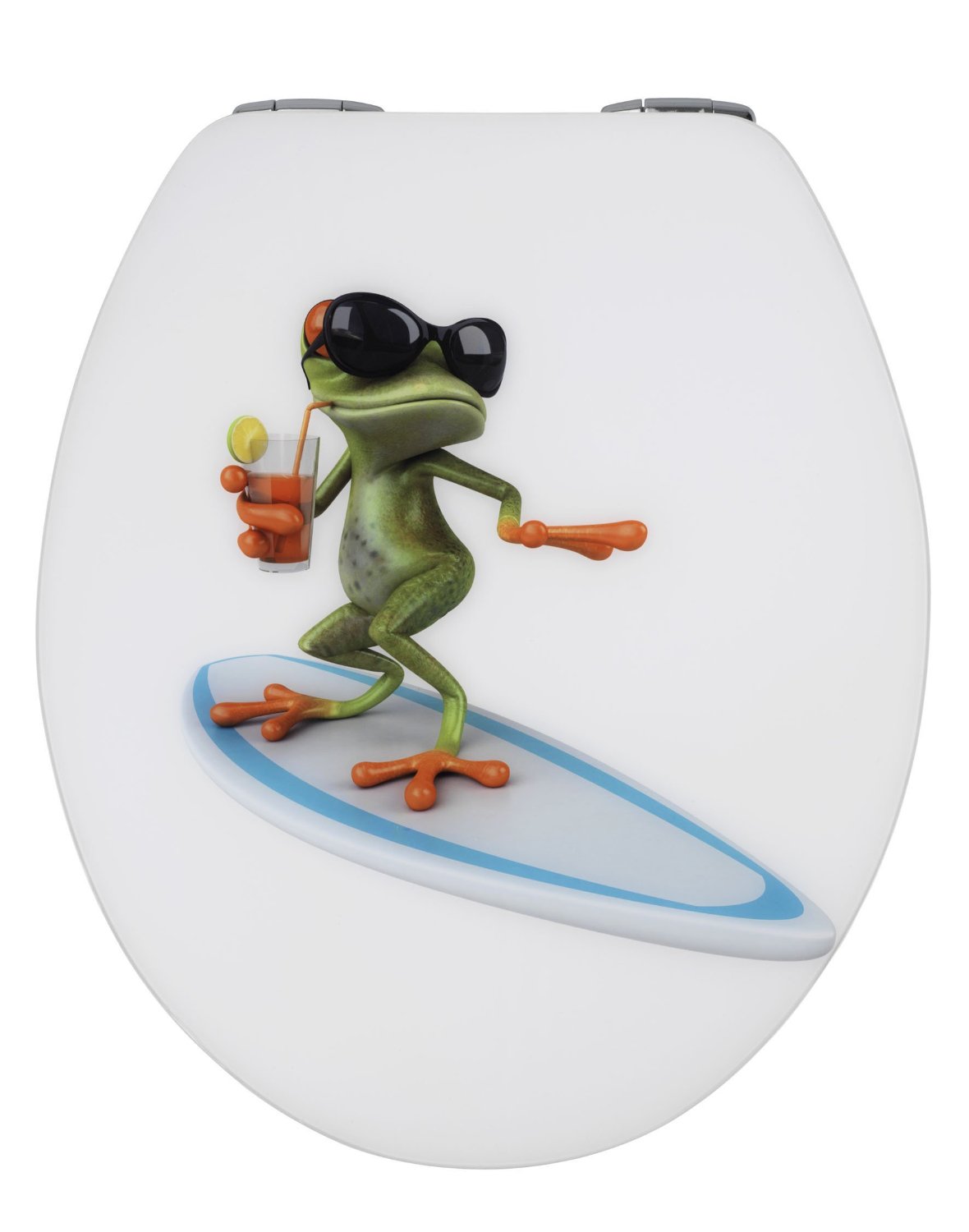 Lustige WC Deckel: Surfing Frog Lustige WC Deckel: Surfing Frog